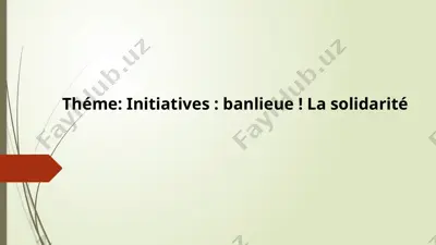 initiatives : banlieue ! la solidarité — PPTX