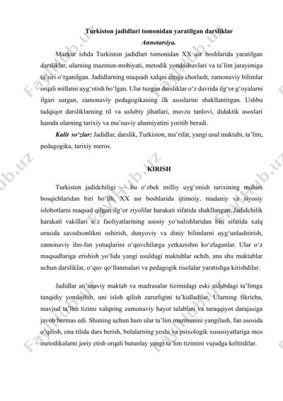 turkiston jadidlari tomonidan yaratilgan darsliklar — DOCX