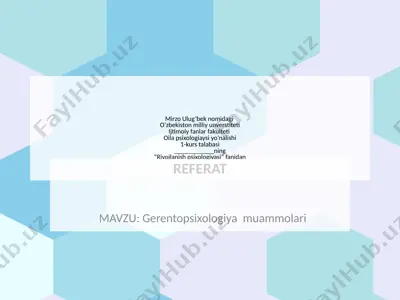 gerentopsixologiya  muammolari — PPTX
