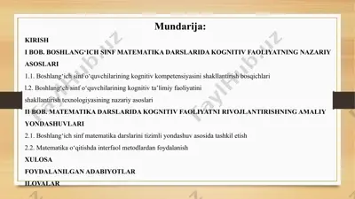boshlang‘ich sinf matematika darslarida kognitiv faoliyatning nazariy asoslari — PPTX