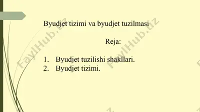 byudjet tizimi va byudjet tuzilmasi — PPTX