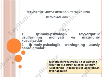 ijtimoiy-psixologik trening — PPTX