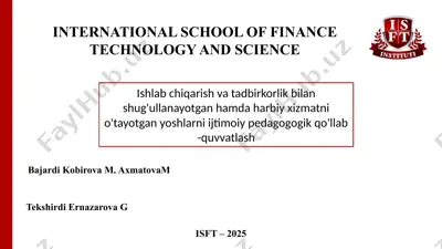 yoshlarni ishlab chiqarish va tadbirkorlikka tayyorlash — PPTX