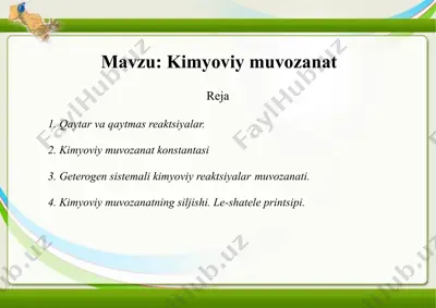 kimyoviy muvozanat — PPTX