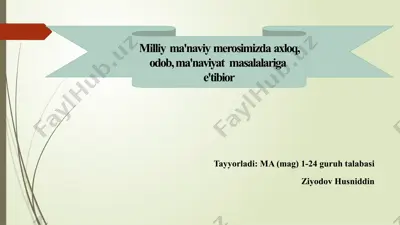 milliy ma'naviy meros — PPTX