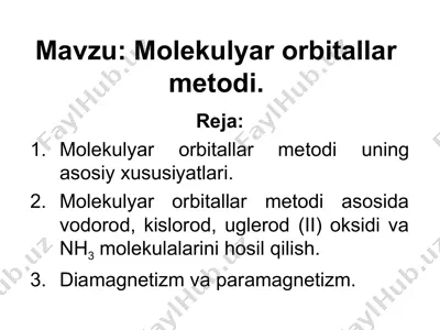 molеkulyar orbitallar mеtodi — PPT