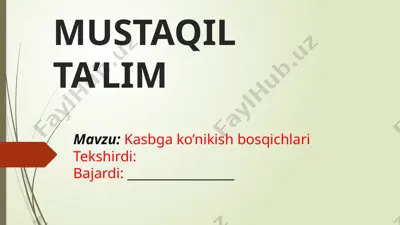 kasbga ko’nikish bosqichlari — PPTX