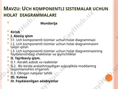 uch komponentli sistemalar uchun holat diagrammalari — PPTX