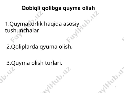 qobiqli qolibga quyma olish — PPTX