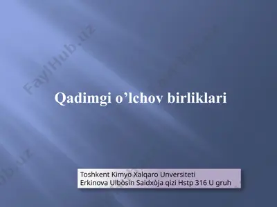 og'irlik o'lchov birliklari - mann va qafiz — PPTX