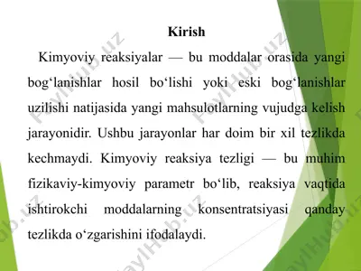 kimyoviy reaksiyalar tezligi — PPTX
