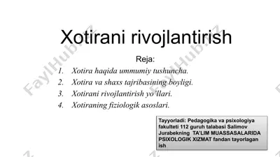 xotirani rivojlantirish — PPTX