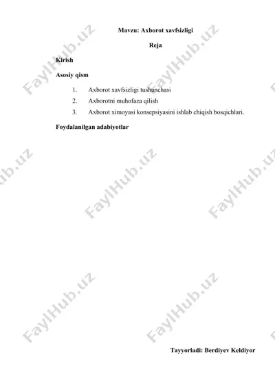 axborot xavfsizligi — DOCX