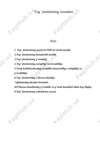 tog` jinslarining xossalari — DOC