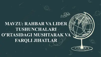rahbar va lider tushunchalari o’rtasidagi mushtarik va farqli jihatlar — PPTX