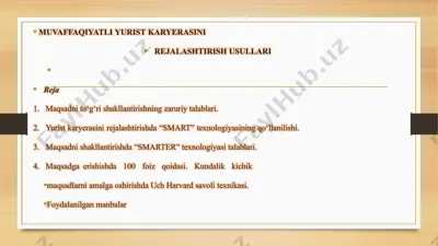 muvaffaqiyatli yurist karyerasini rejalashtirish usullari — PPTX