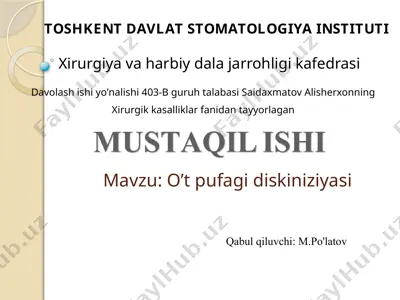 o’t pufagi diskiniziyasi(tibbiyot) — PPTX