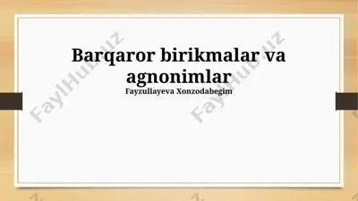 barqaror birikmalar va agnonimlar — PPTX