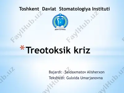 tireotoksik kriz endokrinologiya — PPTX