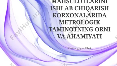 oziq-ovqat mahsulotlarini ishlab chiqarish korxonalarida metrologik taminotning orni va ahamiyati — PPTX