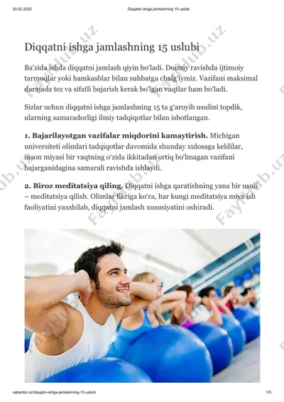 diqqatni ishga jamlashning 15 uslubi — PDF