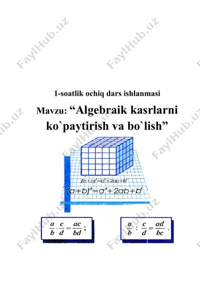 1-soatlik ochiq dars ishlanmasi — DOCX
