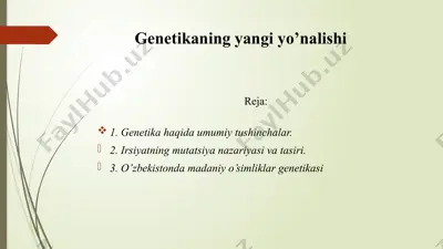 genetikaning yangi yo’nalishi — PPTX