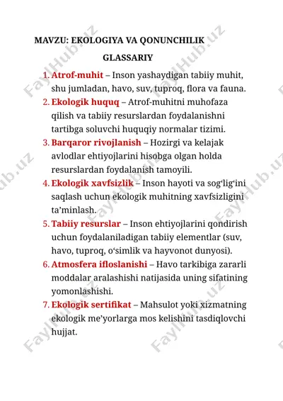 ekologiya va qonunchilik — DOCX