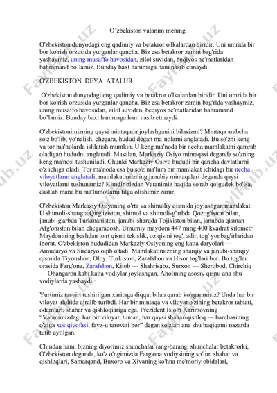 o'zbekiston haqida ma'lumotlar — DOCX