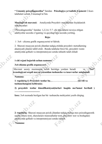 umumiy psixodiagnostika — DOCX