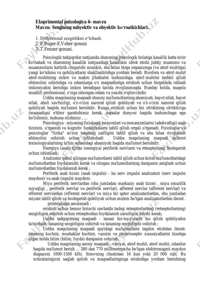 eksperimental psixologiya 6- mavzu — PDF