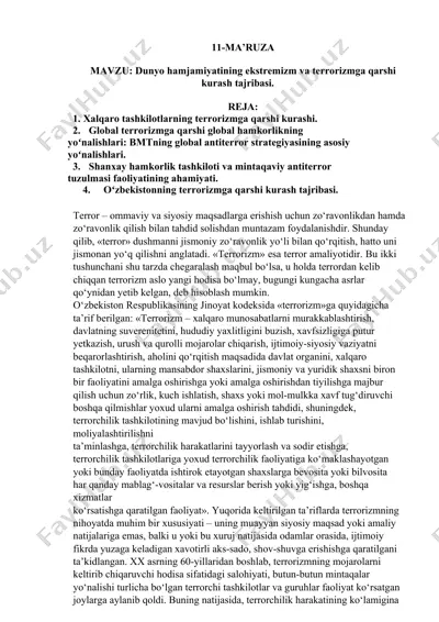 dunyo hamjamiyatining ekstremizm va terrorizmga qarshi kurash tajribasi — DOCX