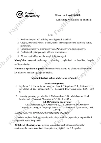 xotira genetik shakllari — DOCX
