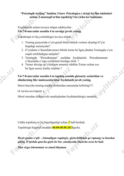 psixologik trening — DOCX