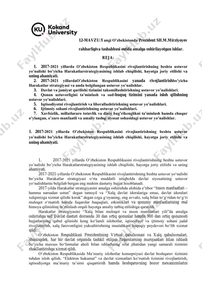 2017-2021 yillarda o’zbekiston respublikasini rivojlantirishning beshta ustuvor yo’nalishi bo’yicha harakatlar strategiyasi — PDF