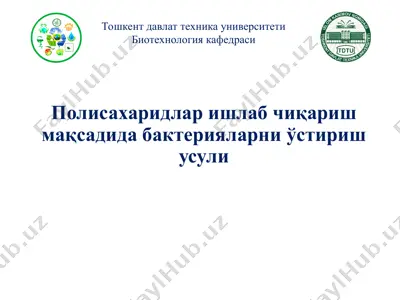 полисахаридлар ишлаб чиқариш мақсадида бактерияларни ўстириш усули — PPT