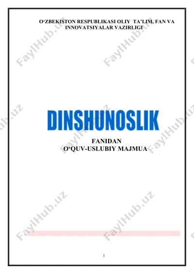 dinshunoslik fanidan o‘quv-uslubiy majmua — DOCX