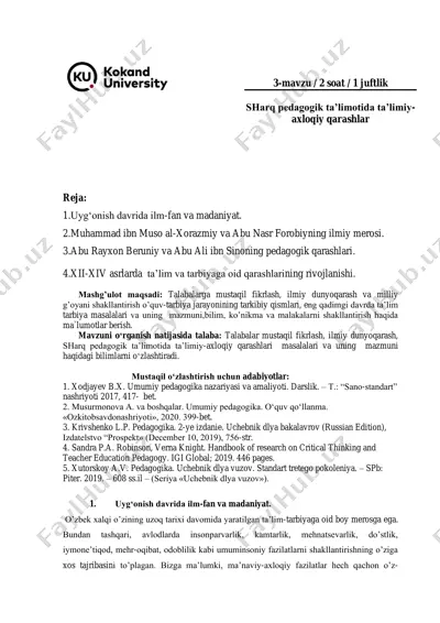 ta’lim-tarbiyada mustaqil fikrlash va ilmiy dunyoqarash — PDF