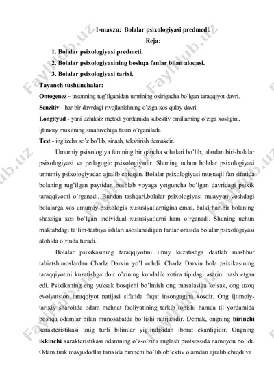 bolalar psixologiyasi — DOCX