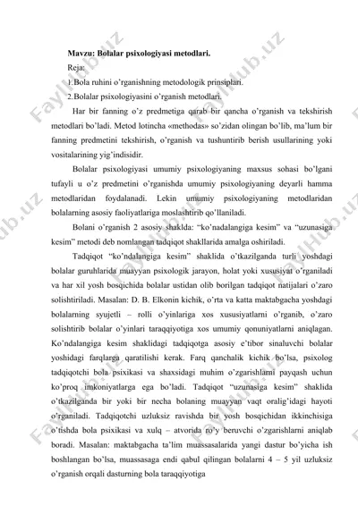 bolalar psixologiyasi metodlari — DOCX