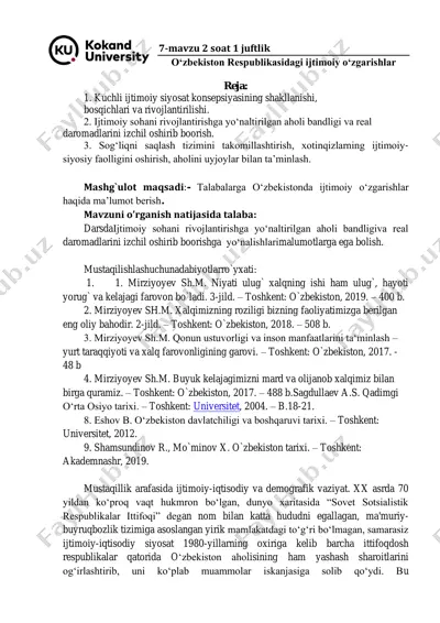o‘zbekiston respublikasidagi ijtimoiy o‘zgarishlar — PDF