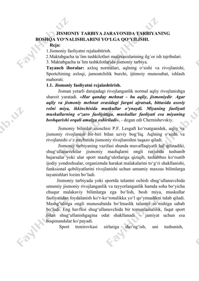 jismоniy tаrbiyа jаrаyоnidа tаrbiyаning bоshqа yо‘nаlishlаrini yо‘lgа qо‘yilishi — DOCX