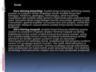 kurs ishi: analitik kimyo va alangali fotometriya usuli — PPTX