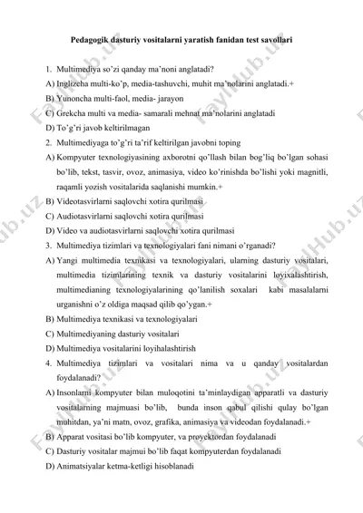 pedagogik dasturiy vositalarni yaratish fanidan test savollari — DOCX