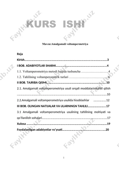amalgamali voltampermetriya kurs ishi — DOCX
