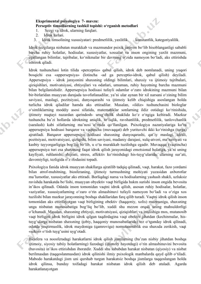 eksprimental psixologiya 7- mavzu — DOCX