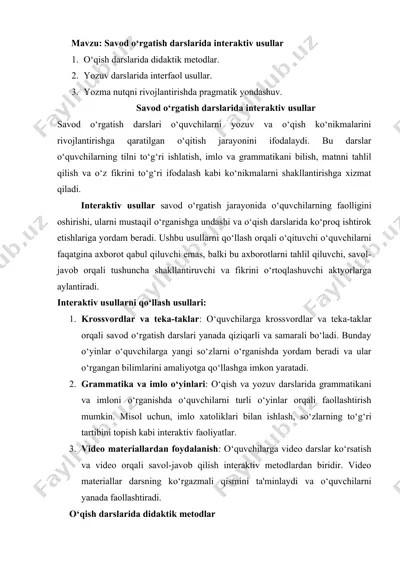 savod o‘rgatish darslarida interaktiv usullar — DOCX