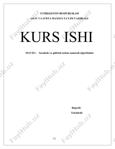 saralash va qidirish uchun samarali algoritimlar — DOCX