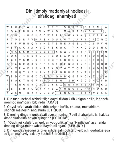 din ijtimoiy madaniyat hodisasi sifatidagi ahamiyati — PDF
