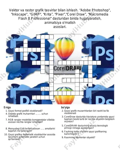 kompyuter grafikasi va mashhur grafik muharrirlari haqida taqdimot — PDF